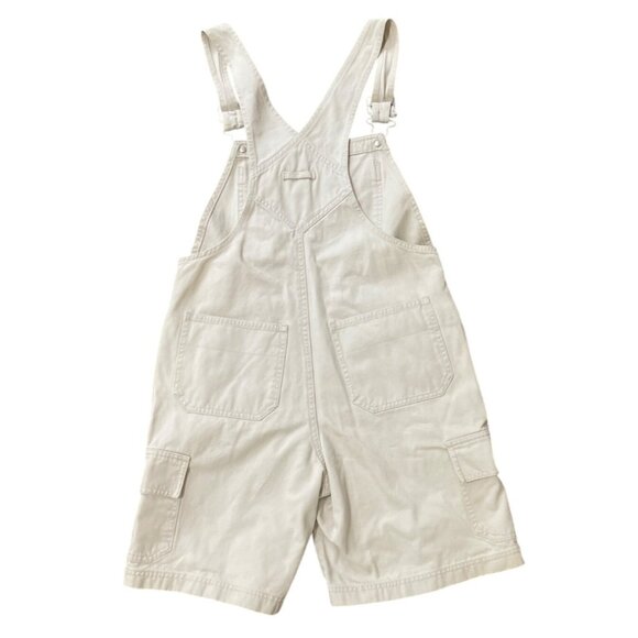 Gap Kids Y2K Beige Ivory Offwhite Cotton Overalls Shortalls XL Beach Vacation Co - Picture 4 of 6